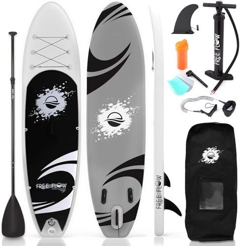 SereneLife Unisex-Adult SLSUPB06 Free Flow Paddleboard SUP-Stand Up Water Paddle-Board (10’ ft.), Black and Gray, One Size von SereneLife