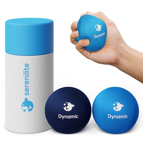Serenilite Hand Therapy Übungs-Stressball-Bundle – Stressball 2.0 mit dynamischem Widerstand und Griffstärkung – Therapeutische Handwiederherstellung (Blau, Dunkelblau) von Serenilite