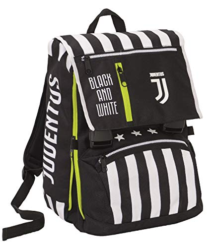 Big Juventus ausziehbarer Rucksack, beste Kombination, schwarz und weiß, Schule und Freizeit, mit passender Uhr von Seven