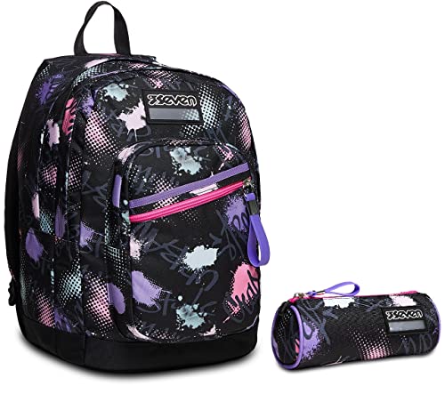 RUCKSACK NEW FIT SEVENGIRL Backpack für Schule, Uni & Freizeit Schultasche für Teenager,mit Trinkflaschenfach,Design +Federtasche für Schreibwaren, Mädchen&Jungen, Schule und Gymnasium, Teenager, von Seven