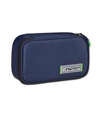 Seven Quick Case, Federmäppchen, Mäppchen, Mehrfarbig, Federtasche für Schreibwaren, Etui mit Stiften, Kugelschreiber, & mehr, Mädchen, Jungen, Schule, blau von Seven