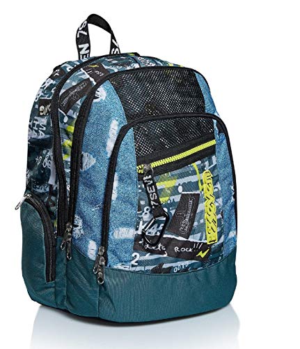 Seven Rucksack, Backpack für Schule, Uni & Freizeit, Geräumige Schultasche für Teenager, Mädchen, Jungen, Gepolsterter Schulranzen; mit Laptopfach -Advanced U.ROCK, blau von Seven