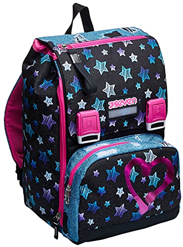 Seven Rucksack, Backpack für Schule, Uni & Freizeit, Erweiterbarer Schulranzen, Geräumige Schultasche für Teenager, Mädchen und Jungen, Extra Platz, mehrfarbig, STAR PLAN von Seven