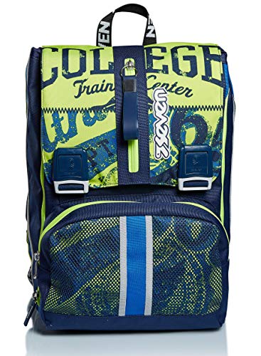 Seven Rucksack, Backpack für Schule, Uni & Freizeit, Erweiterbarer Schulranzen, Geräumige Schultasche für Teenager, Mädchen und Jungen, Extra Platz, blau/grün BRIGHT COLLEGE von Seven