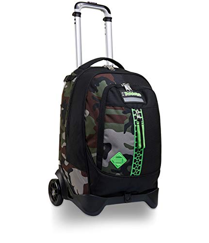 Seven TROLLEY, Rucksack mit Trolleyfunktion, Schulranzen mit Rollen, 3 in 1, Abnehmbarer Rucksack, ab 1. Klasse, für Schule, Gymnasium, Reisen&Freizeit, Mädchen&Jungen, mehrfarbig, JACK-2WD HALF BLACK von Seven