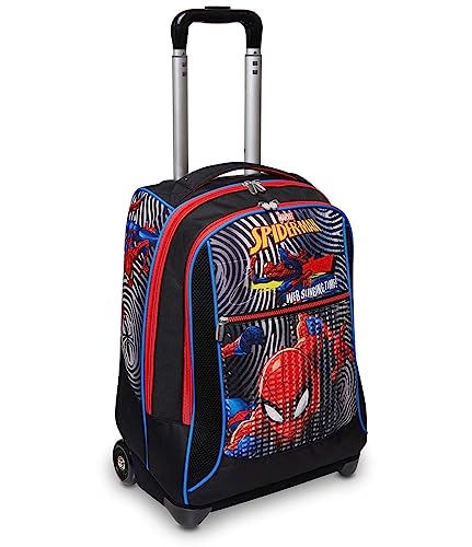 Seven Trolley Spiderman, 2 in 1, Schulranzen mit Rollen, Rucksack mit Trolleyfunktion für Kinder, ab 1. Klasse, für Schule, Reisen, Mädchen&Jungen; rot/schwarz; blau/rot/schwarz von Seven