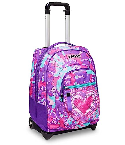 Seven Trolley TRENDY HEART GIRL, 2 in 1, Schulranzen mit Rollen, Rucksack mit Trolleyfunktion für Kinder, ab 1. Klasse, für Schule, Reisen, Mädchen&Jungen, mehrfarbiges Muster von Seven