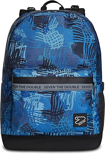 Seven Wende-Rucksack, aus nachhaltigem Stoff, Geräumige Schultasche für Teenager, Mädchen & Jungen, 2 Muster, für Schule, Sport&Freizeit, Doubleface; blau, BLEEDING BLUE von Seven