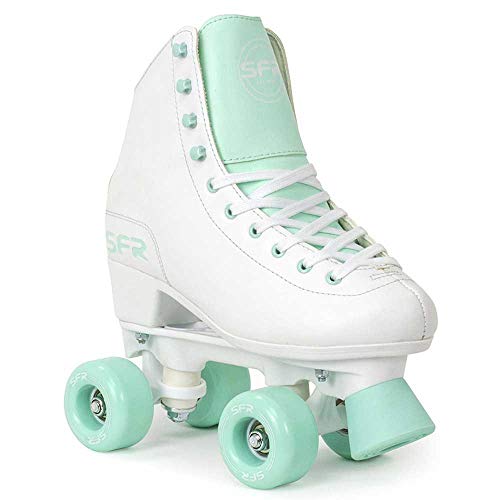 SFR Skates Figure Quad Skates Rollschuhe für Kinder, Jugendliche, Unisex, Mehrfarbig (White/Green), 37 von SFR Skates