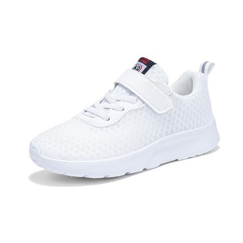 Sportschuhe mädchen 37 mesh, Sneaker Mädchen Mesh Klettverschluss Leicht Laufschuhe Sportschuhe Geschenke Minimalistische Hallenschuhe Festliche Flach Straßenlaufschuhe, Weiß, 40 von Sfwqoifou