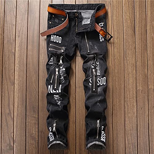 ShFhhwrl Jeans Mens Jeans Fashion Design Quality Jeans Hip Hop Ripped Skinny Denim Biker Jeans Men Dropshipping 29 Blue von ShFhhwrl