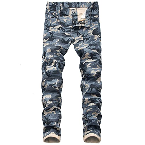 ShFhhwrl Jeans Mens Jeans Jeans Männer Herren Camouflage Jeans Herren Slim Fit Camouflage Gedruckt Casual Denim Hosen Plus Größe von ShFhhwrl