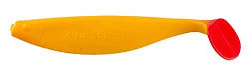 ShadXperts Xtra-Soft 7" - 18 cm Gummifisch für Hecht, Zander, Wels, Meeresangeln - 2 Stück (gelb red Tail) von ShadXperts