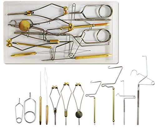 SHADDOCK Fliegenfischen-Werkzeug-Set inkl. Spulen-Finisher, Schere, Hackel, Haarstapel, Fliegenfischen, Werkzeug-Set (11-teiliges Fliegenbinden-Werkzeug-Set) von Shaddock
