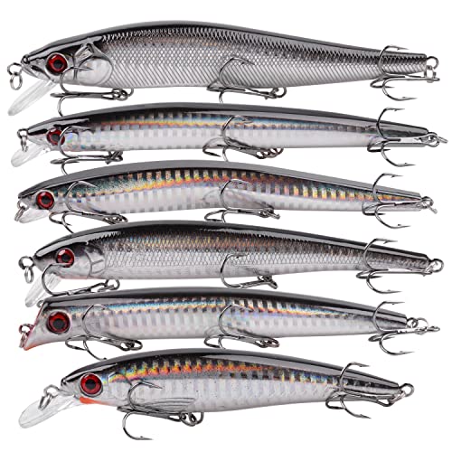 Shaddock 6stk Angeln Kunstköder Blinker Angelköder Wobbler Crankbait Popper Jerkbait Künstliche Hartköderstöpsel mit Drillingshaken Surf Angelköder Striper Bass Lachs Salzwasser Süßwasser von Shaddock