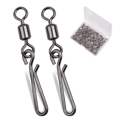 SHADDOCK Angelwirbel Karabiner Rollbarrel Wirbel mit schnellen Clips Angelkarabiner Hochfeste Speed-Clips Verbindungsstück Süßwasser-Salzwasser-Karabiner Wirbel Angelgerät (4#-50stk) von SHADDOCK