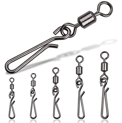 SHADDOCK Angelwirbel Karabiner Rollbarrel Wirbel mit schnellen Clips Angelkarabiner Hochfeste Speed-Clips Verbindungsstück Süßwasser-Salzwasser-Karabiner Wirbel Angelgerät (8#-50stk) von SHADDOCK