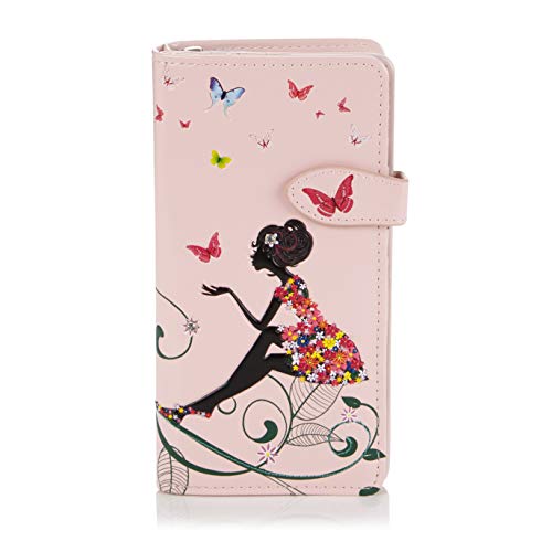 SHAGWEAR ® Portemonnaie Geldbörse Damen Geldbeutel Mädchen Bifold Mehrfarbig Portmonee Designs: (Schmetterling Oase Rosa/Butterfly Oasis) von Shag Wear