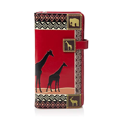 SHAGWEAR ® Portemonnaie Geldbörse Damen Geldbeutel Mädchen Bifold Mehrfarbig Portmonee Designs: (Afrikanische Safari Rot/African Safari) von Shag Wear