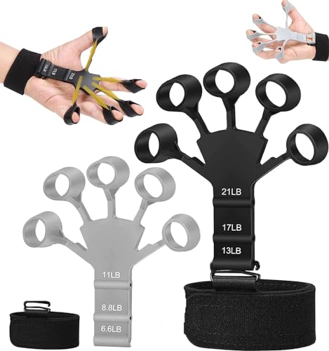 2 Stück Finger Extensor Exerciser Fingertrainer Verstellbarer Silikon Handtrainer Grippy Finger Trainer für Verbessert Die Funktion Und Bewegung Der Finger von Shalwinn