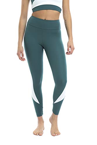 Shambhala Barcelona Damen Prani Leggings/Malla Deportiva Poliéster De Plástico Reciclado Recycelter Kunststoff Polyester Sport Mesh, Grün und Beige, XS von Shambhala Barcelona