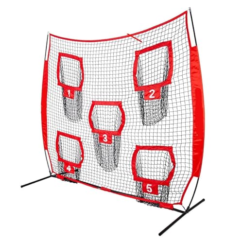 Fußball-Wurfnetz, 5 Zieltaschen, 7 x 7 Fuß, Fußballnetz, Ziel, langlebiges Fußball-Trittnetz, verbessert die Wurfgenauigkeit von Shamdrea