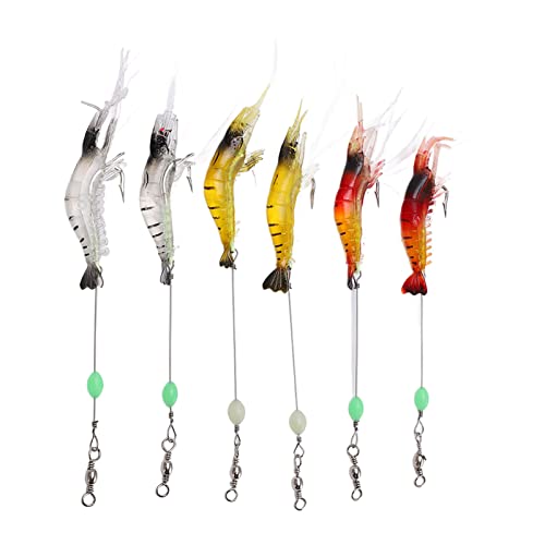 Luminous Soft Shrimp Bait, Flexible 6PCS Fake Shrimp Soft Baits Hervorragend zum Nachtfischen auf Welse auf Barsch von Shanrya