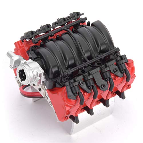 Shanrya RC-Simulationsmotor, hochfester RC-Motorlüfter, langlebiger V8-RC-Simulationsmotor-Abdeckungskühler für ferngesteuertes RC-Motorauto(red) von Shanrya