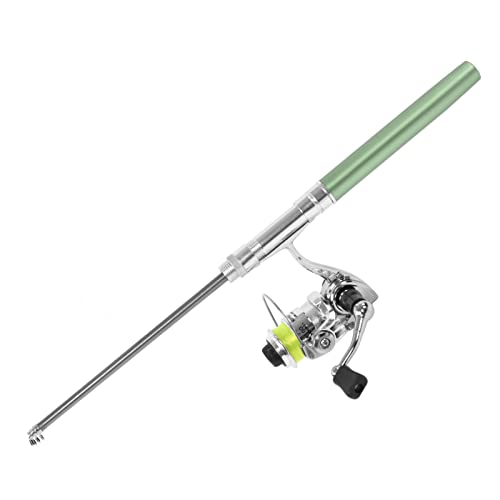 Shanrya Taschen-Angelrute mit Rollenrad, ultraleichte Mini-Stift-Angelrute und Rollen-Combos Teleskop tragbar zum Meeresangeln zum Felsangeln zum Flussangeln(Grün) von Shanrya