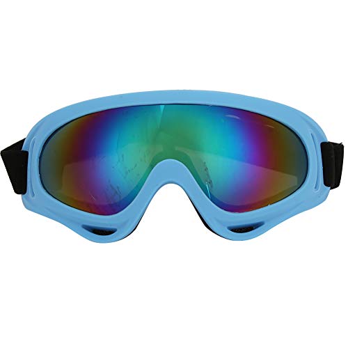 Skibrille, PC Winddichte Skibrille für Kinder, Snowboard- und Motorradbrille, Leichte, Weite Sicht, Unisex-Outdoor-Sport-Fahrradbrille für Erwachsene und Kinder(Farbfolie mit hellblauem Rahmen) von Shanrya