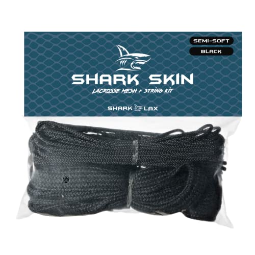 Shark Lax - SemiSoft Lacrosse Mesh & String-Kit – Schwarz – einfach zu besaitendes Set – verwenden Sie semiweiches Netz für beste Leistung von Shark Lax