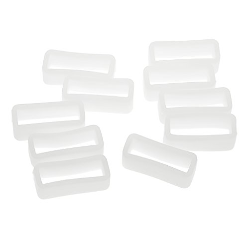Sharplace 10 Stücke Schwarze Gummischlaufen Wanduhrzubehör Schnallenhalter für Unisex Wanduhr, Weiß, 22mm von Sharplace