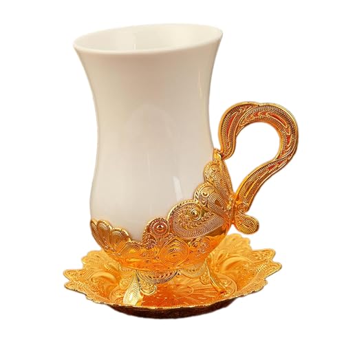 Sharplace Keramik-Kaffeetasse mit Untertasse, Set mit Abstrakter Kunst, ausgefallene Teetasse, kreative Neuheit, europäische Keramik-Kaffeetasse für die Küche von Sharplace