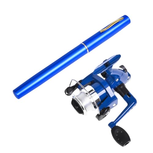 Sharplace Mini-Angelruten- und Rollenkombination, Teleskop-Angelrute mit Schnur, Mini-Angelrute, für Outdoor-Floß, Salzwasser, Süßwasser, Meer, Blau von Sharplace