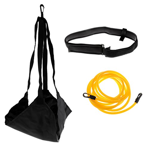 Sharplace Schwimmtraining Set Schwimmwiderstand Gürtel mit Elastikband und Bremsschirm für Widerstandstraining oder Rundentraining, Schwarz + Gelb von Sharplace