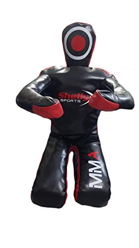 Shelly MMA Dummies Brazilian GIU Gitsu Grappling Dummy Boxsack – ungefüllt (schwarz – Syn Leder, 177,8 cm) von Shelly Sports