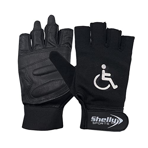 Shelly Rollstuhlhandschuhe, echtes Leder, Handflächenhandschuhe, Mobilität, gepolsterte Handschuhe, atmungsaktiv, fingerlose Fahrradhandschuhe mit rutschfestem Griff, leichte Fahrradhandschuhe von Shelly Sports
