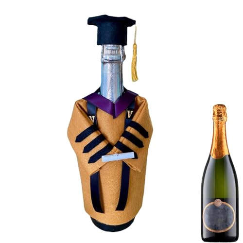 Shenrongtong Abschluss-Weinmantel, Bachelor-Hutkleid, Weinflaschenhülle | Abschlusskleid und Hut Weinflaschendekorationen | Champagner-Weinflaschenhülle mit Quaste und Diplom-Weindekorationen für von Shenrongtong