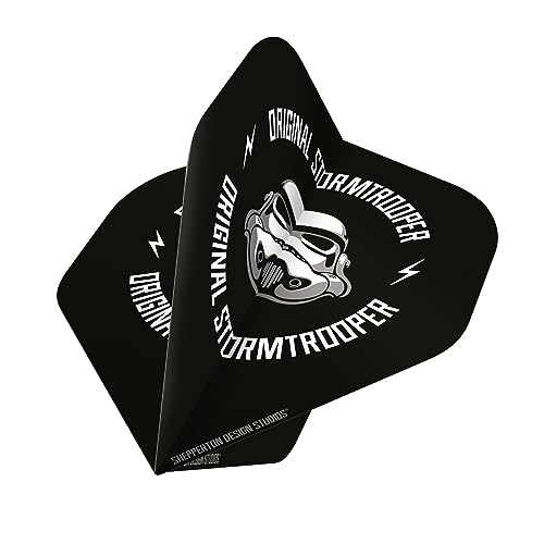 Shepperton Design Studios Original Stormtrooper Offiziell lizenzierte Dart Flights, Standard Nr. 2 Form, 100 Mikron, schwarzer Stormtrooper Helm, 1 Set mit 3 Flights (F4153) von Shepperton Design Studios