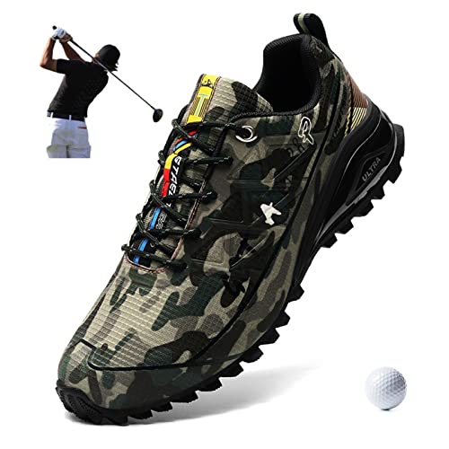 Men's Golf Shoes, wasserdichte Leichtgewichte Große Größe Herren Golfschuhe Anti-Rutsch-atmungsaktive Golfschuhe für den Outdoor- und Indoor-Golf-Trainingsplatz,Tarnen,8.5.US von Shhyy