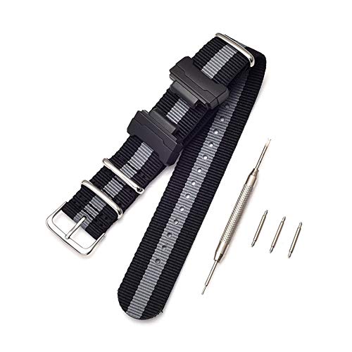 Shieranlee NATO Nylon Strap Armband Kompatibel mit Casio G-Shock GA-110 120 GA-400 GD-100 DW-5600 GLS-8900 Canvas Men Bracelet Band Black Adapters von Shieranlee