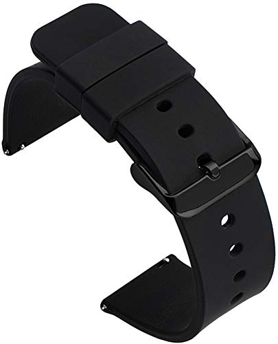 Shieranlee Silicone 16MM Silikon Uhrenarmband mit Edelstahl Silberne Schnalle für Fossil Q Accomplice,Carlie, Harper, Neely; Moto 360 2nd Gen Women's 42mm,Huawei B5 von Shieranlee