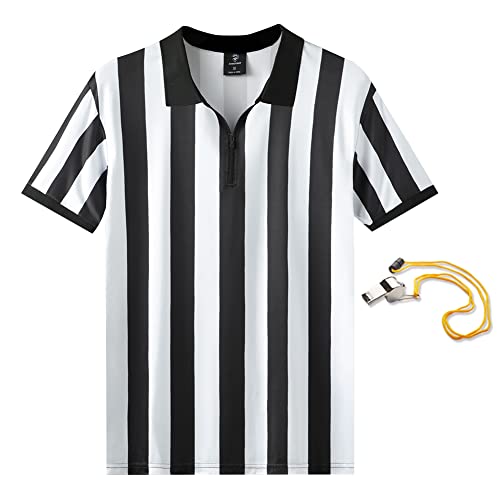 Shinestone Schiedsrichter-Shirt, Schiedsrichter-Kostüm-Shirt für Damen und Herren, Reißverschluss-Ausschnitt, Schiedsrichter-Trikot für Fußball, Fußball und Sport für Weihnachten (XXX-Large) von Shinestone