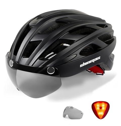 Shinmax Fahrradhelm Herren Damen Fahrradhelm mit Visier Magnetische Abnehmbarer Schutzbrille Fahrradhelme mit Licht Erwachsene Radhelm Cityhelm Einstellbarer Atmungsaktiv Sicherheitsschutz MTB Helm von Shinmax