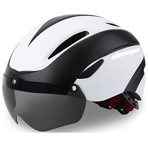 Shinmax Fahrradhelm Herren Damen Fahrradhelm mit Visier Abnehmbarer Magnetischem Schutzbrille für Männer Frauen Erwachsene Mountainbike Road Fahrrad Helm Einstellbarer MTB Ski Snowboard von Shinmax