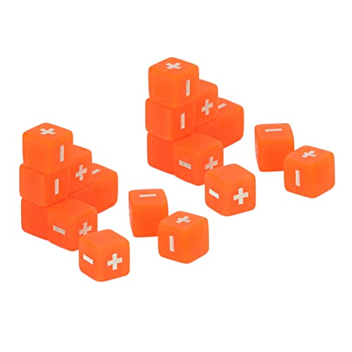 Shipenophy Lehrwürfel-Set, Gravierte Symbole, Mathe-Würfel-Set, Kunststoff, Leicht, 20 Stück, Minus-Plus-Zeichen für das Klassenzimmer (Orange) von Shipenophy