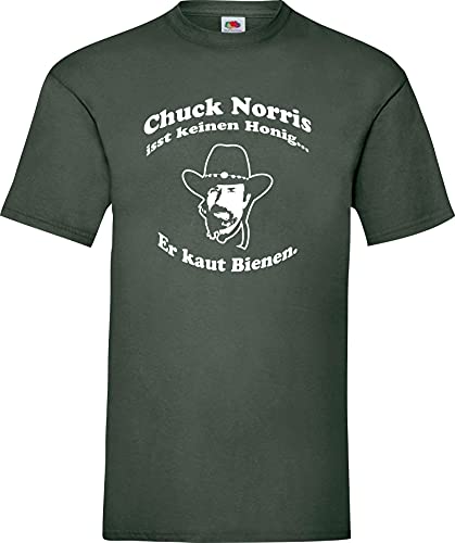 Chuck Norris isst keinen Honig… Er kaut Bienen. Kult T-Shirt,Größe L,grün von Shirt-Instyle