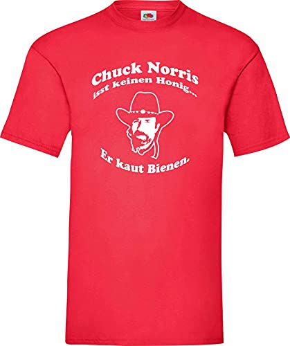 Chuck Norris isst keinen Honig… Er kaut Bienen. Kult T-Shirt,Größe L,rot von Shirt-Instyle
