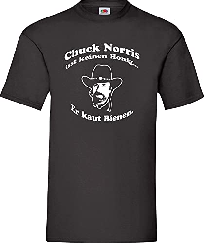 Chuck Norris isst keinen Honig… Er kaut Bienen. Kult T-Shirt,Größe L,schwarz von Shirt-Instyle