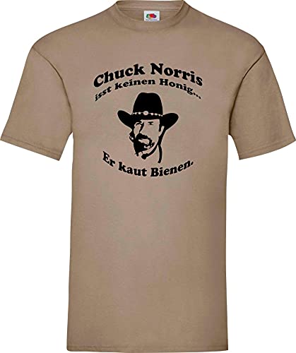 Chuck Norris isst keinen Honig… Er kaut Bienen. Kult T-Shirt,Größe XL,khaki von Shirt-Instyle